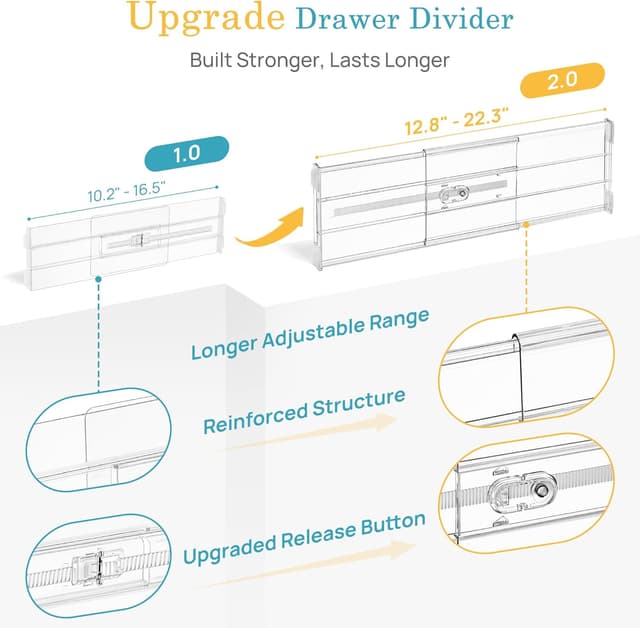 Thumbnail 6 de Vtopmart 6" Tall Drawer Dividers 12.8-22.3