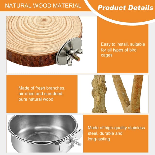 Thumbnail 3 de xianzhanEU Natur Sitzstangen Set 4 Stück für Vögel 🐦