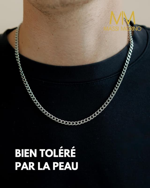 Detalle de Collier panzer ajustable Massi Morino en acier inoxydable, couleur or, argent ou noir, sans pendentif