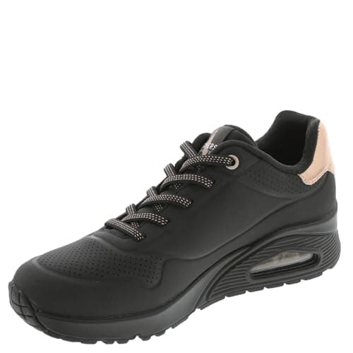 Detalle de Skechers Mujer Uno Shimmer Away Trainers en Black Durabuck con detalles Rose Gold (EU 38)