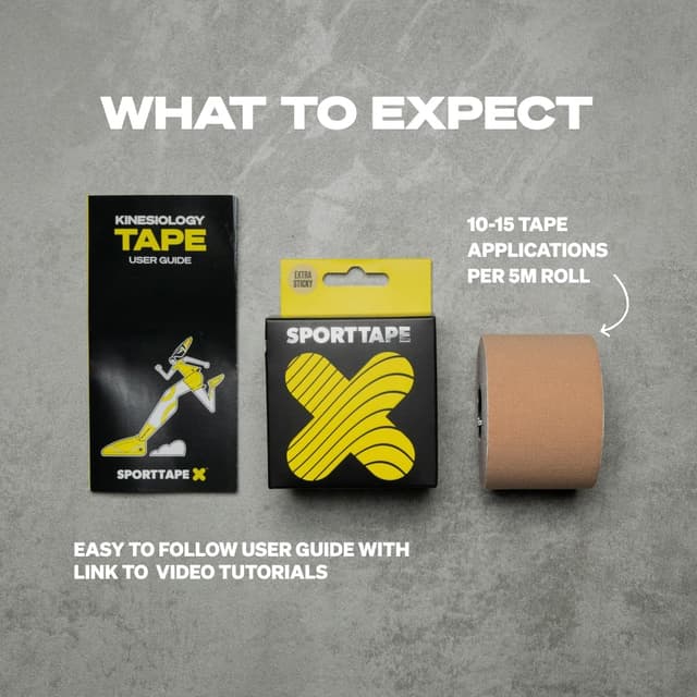 Thumbnail 6 de SPORTTAPE Original Kinesiology Tape 5cm x 5m (Beige) – hypoallergenic, waterproof physio tape roll