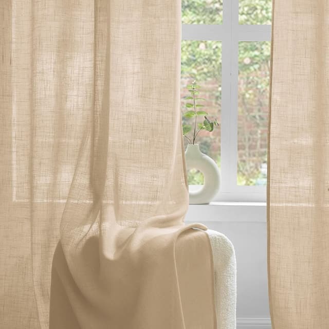 Detalle 2 de Woaboy Cortinas de Lino Visillo Translucido Modernas 2 Piezas 🏡