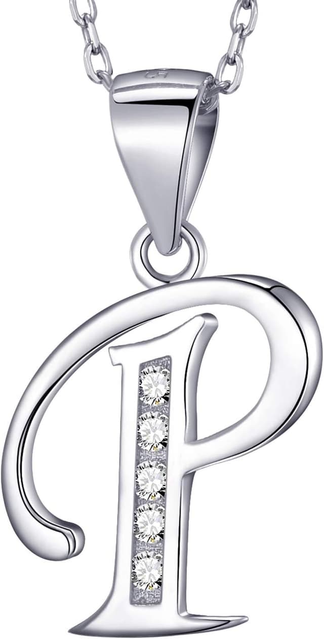 Detalle de MASADA 925 Silber Buchstaben-Halskette mit Initialen-Anhänger und Zirkonia – 46 cm