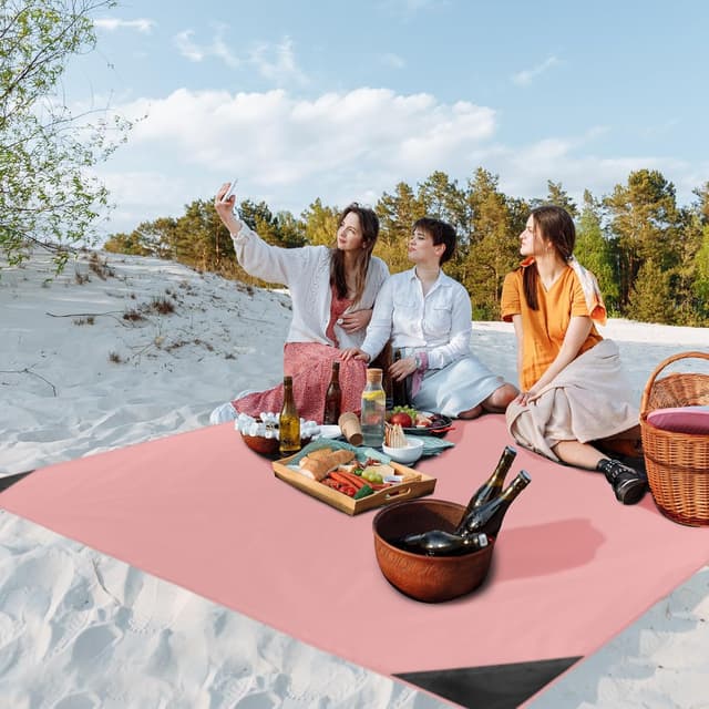 Thumbnail 6 de Odoland Outdoor Pocket Travel Blanket Beach Mat (Waterproof, Sand Proof) – Picnic Blanket, Pink