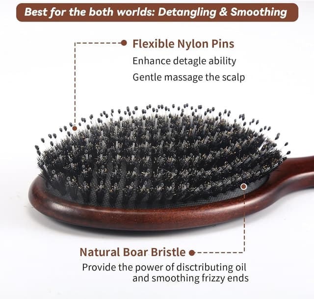 Detalle de RAVEGO brosse cheveux en poils de sanglier