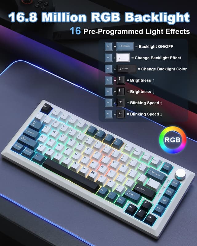 Thumbnail 6 de MIKIBY Y75 75% Gasket Wireless Mechanical Keyboard ⌨