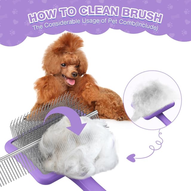 Thumbnail 5 de YOYUPETA Large Slicker Brush Set 3PC for Long-Haired Dogs