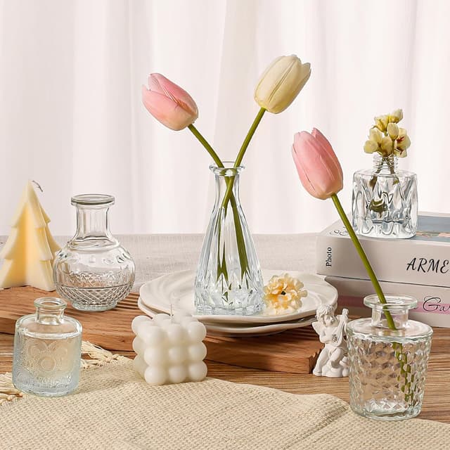 Thumbnail 6 de Arme 20-Piece Bud Vase Set: Mini Vintage Clear Glass Vases for Flowers & Centerpieces