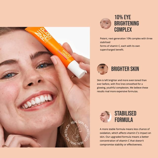 Detalle 2 de Nip+Fab Vitamin C Fix Crema Occhi 10% (5% Vitamina C) illuminante e levigante da 15 ml