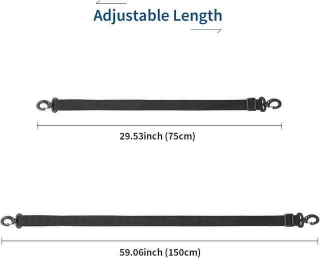 Detalle de BAIGIO bandoulière réglable en nylon avec crochet pivotant pour sac à bandoulière (noir)