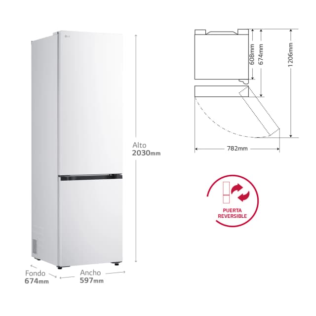 Detalle 2 de LG GBBS322BSW Frigorífico Combi 2,03 m