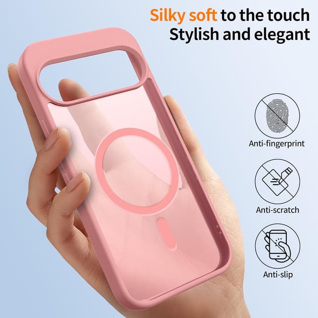 Detalle de Jshru Magnetic Case for Google Pixel 9 Pro XL (Magsafe Compatible) – Light Pink with HD Screen Protectors