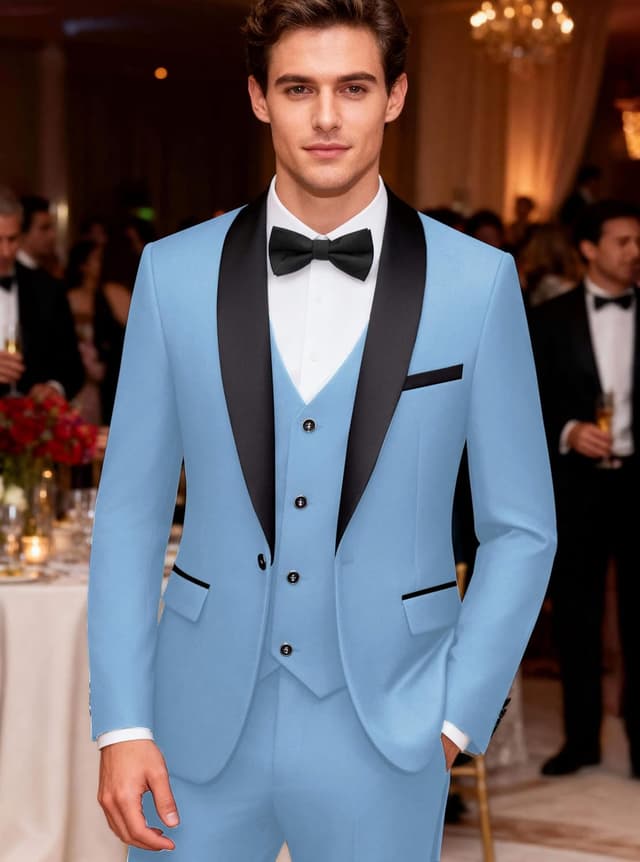 Thumbnail 1 de WULFUL 3 Piece Slim Fit Tuxedo Suit Set