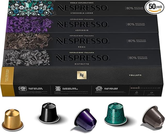 Detalle de Nespresso Original 50 Cápsulas de Café ☕ Variedad Gourmet