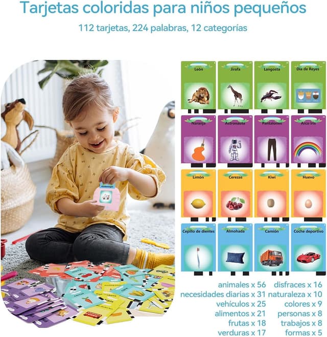 Detalle 2 de Tarjetas Flash Parlantes para niños Rosa 1–6 años