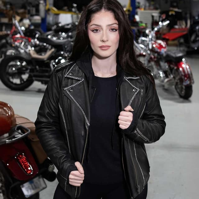 Thumbnail 5 de Milwaukee Leather MLL2503 Studded Black Leather Moto Jacket