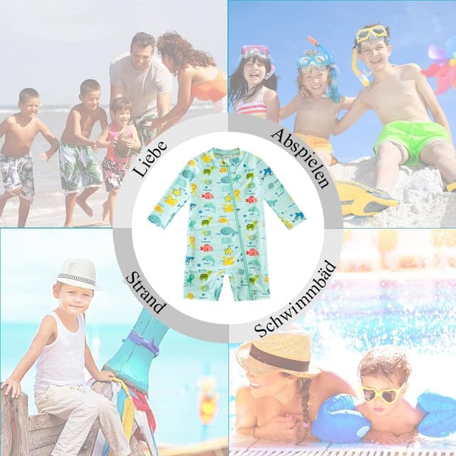 Detalle 2 de upandfast Baby Badeanzug mit schrägem Reißverschluss und UPF 50+ (Junge/Mädchen)