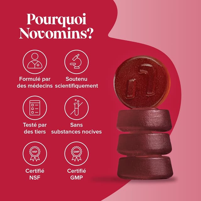 Thumbnail 6 de Gommes Canneberge & D-Mannose Novomins (vegan, sans gluten) – soutien des voies urinaires, zinc & magnésium – 60 gommes