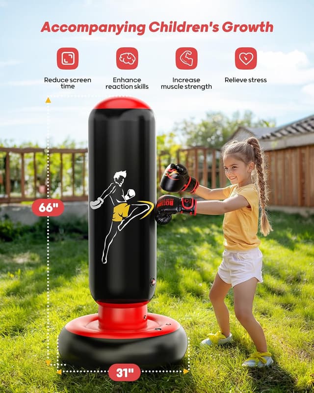 Thumbnail 2 de QPAU Kids 66-inch Inflatable Punch Bag for Training 🥊