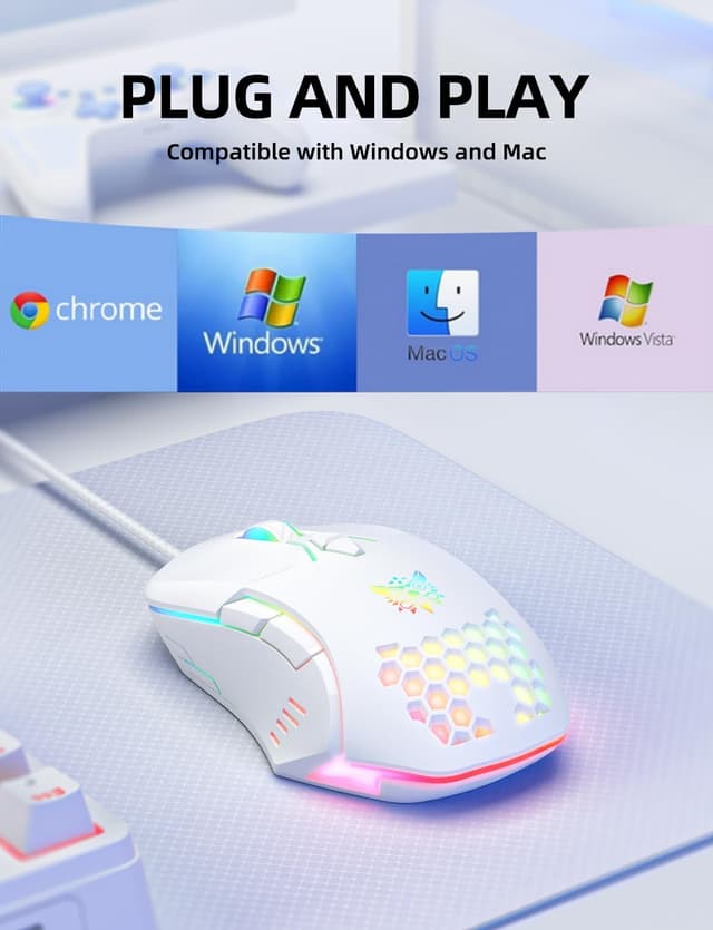 Detalle 2 de Wired PC Gaming Mouse with PMW3389 sensor, RGB backlighting and 7 programmable buttons