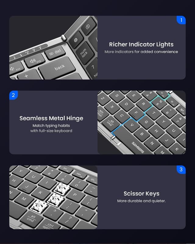 Thumbnail 5 de Samsers Folding Bluetooth Keyboard 13.5x4.5 in