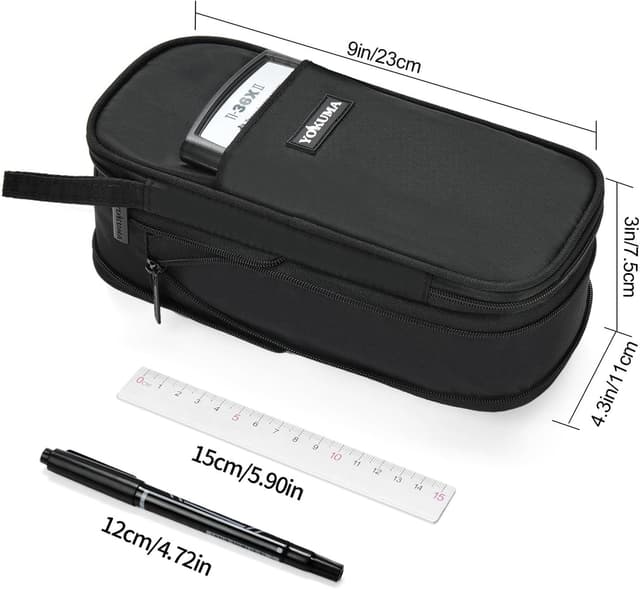 Detalle de YOKUMA Federmäppchen & Pencil Case (groß) – schwarz, faltbar mit mehreren Fächern