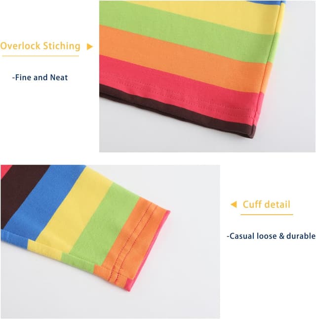 Detalle de Aisyee Boys Striped Short Sleeve T-Shirts (Rainbow design) for Ages 1–10