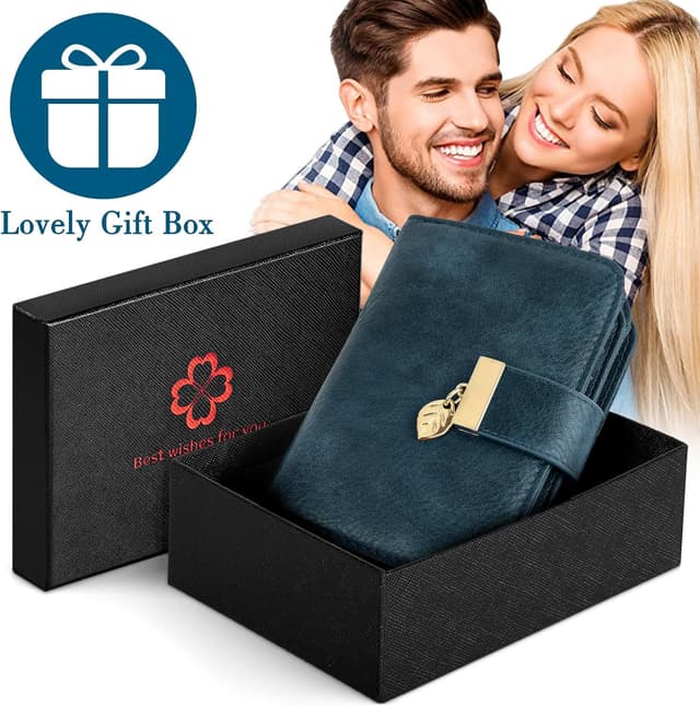 Thumbnail 6 de Faneam Damen-Geldbörse aus Kalbsleder mit RFID-Schutz, Reißverschluss-Münzfach und 14 Kartenfächern