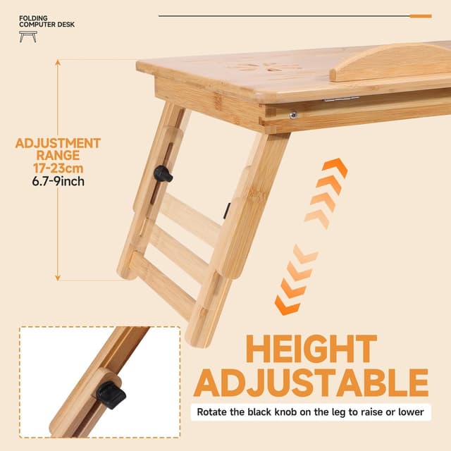 Thumbnail 2 de Adjustable Bamboo Laptop Desk with Cooling Fan