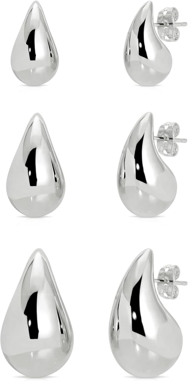 Thumbnail 6 de Tropfenohrringe für Frauen – dicke Chunky-Loop aus Messing, goldfarben, hypoallergen, kein Edelstein