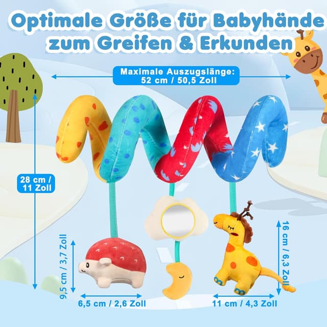 Detalle 2 de URMYWO Kinderwagen-Spielzeug: Baby Activity Spirale mit Spiegel für Bett, Autositz & Babyschale