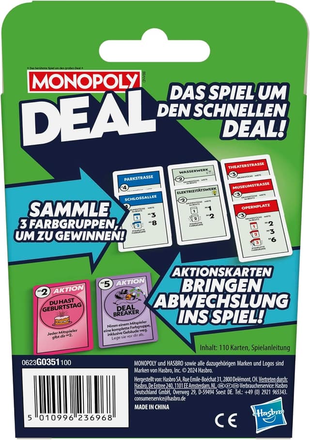 Detalle de Monopoly Deal Kartenspiel – die schnelle Version als Strategiespiel für Erwachsene & Kinder