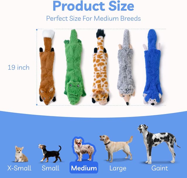 Detalle 2 de Lot de 5 jouets couineurs pour chien SHARLOVY en peluche froissée (sans rembourrage)