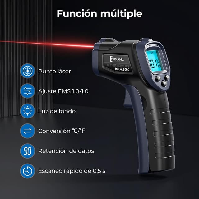 Detalle 2 de ERICKHILL Termómetro infrarrojo -50 a 600 ℃
