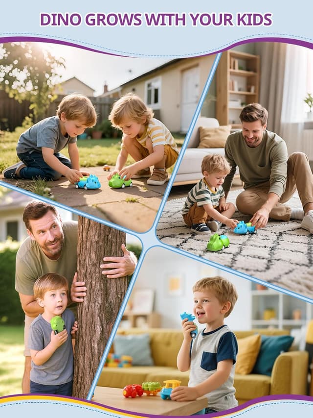 Thumbnail 6 de Set da 2 Inspireyes macchine giocattolo dinosauro con walkie-talkie ricaricabili (USB-C)