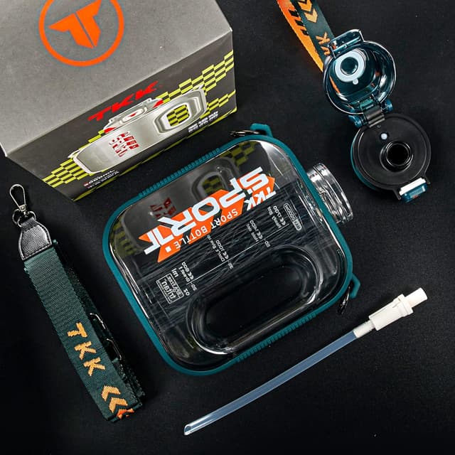 Detalle 2 de TKK 64 oz (1/2-gallon) Half Gallon Water Bottle Jug with Straw (BPA-Free Tritan, Dishwasher Safe) — Green/Teal