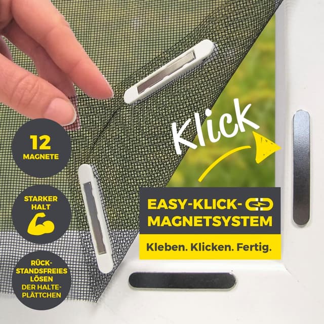 Detalle 2 de EASYmaxx Insect Protect Magnetplättchen zum Kleben (12 Stück) für Fliegengitter am Fenster