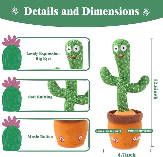 Thumbnail 1 de MIAODAM Dancing Cactus 10 Songs Talking Toy