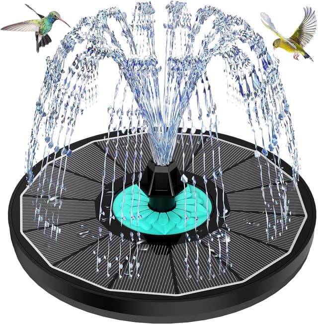 Detalle de SZMP Solar Fountain Glass Bird Bath Fountains 3.5W with 7 Nozzles and 4 Fixers (Black)