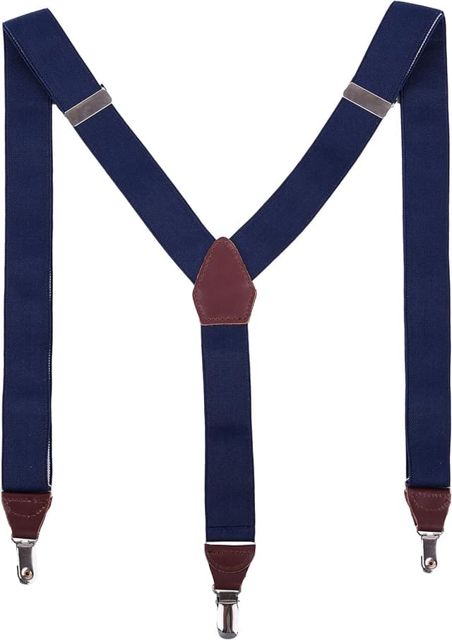 Thumbnail 6 de Massi Morino Bretelles hommes en cuir véritable (forme Y) largeur 3,5 cm, clips métalliques extra-forts