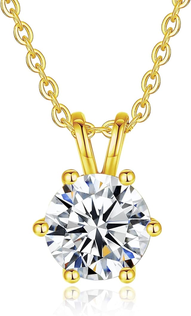 Thumbnail 6 de FANCIME Moissanite Kette aus 925 Sterling Silber mit runden Moissanit-Anhänger (VVS1, Farbe D) – 40+5 cm