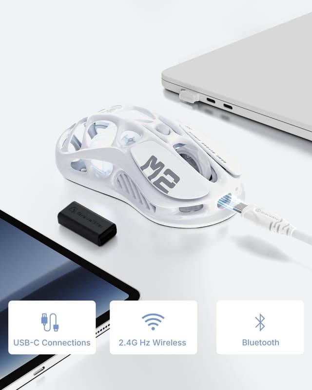 Detalle de GravaStar Mercury M2 : souris de jeu sans fil 26 000 DPI, 5 boutons programmables et RGB