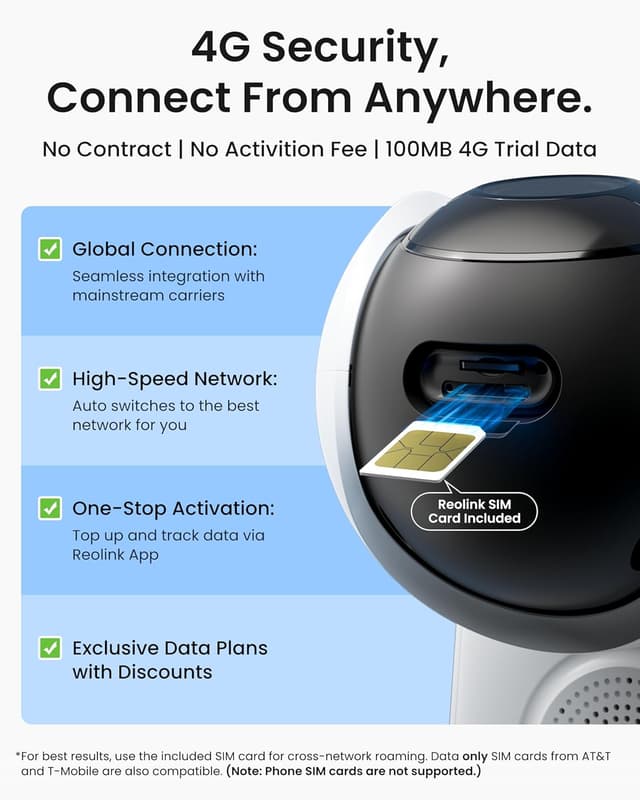 Detalle de Reolink 4G LTE Cellular Security Camera Outdoor (SIM card, 20,000mAh + 12W solar, pan & tilt, auto tracking)