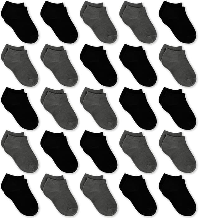 Detalle de GENTABY Kinder Söckchen unisex (Low Cut) – 25 Paar für 0–13 Jahre, Schwarz/Weiß/Grau