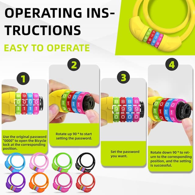 Detalle de Fahrradzahlen-Schloss 4-stellig für Kinder 650 mm