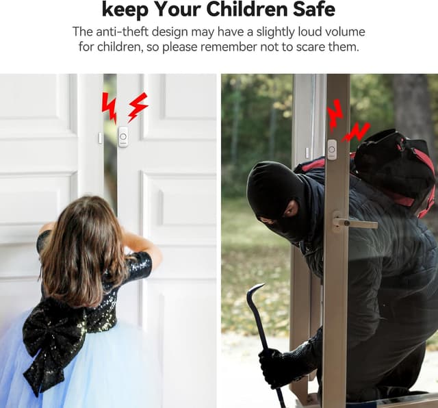 Detalle 2 de VOXON Wireless Door and Window Alarm Sensor 2-Pack (100dB) for Home, Shop & Kids Safety