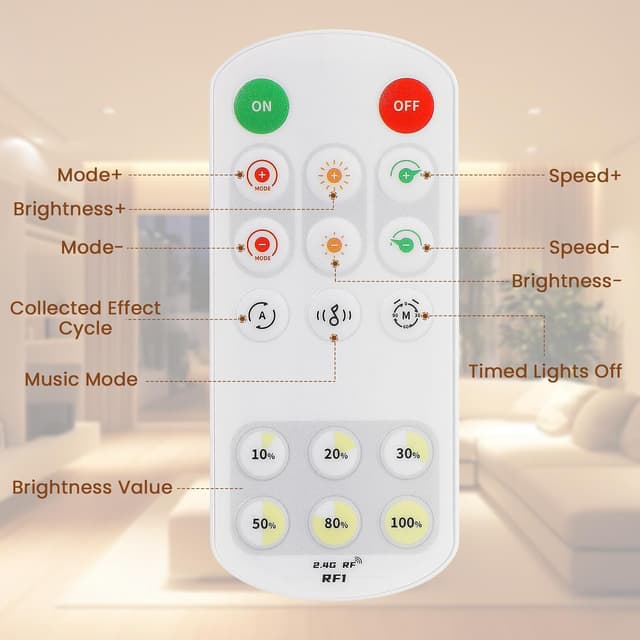 Detalle de ACELUO Smart App COB LED Streifen Warmweiß (dimmbar, Timer), 8 mm, 5 m – 3000K für Küche, Schlafzimmer & Wohnzimmer