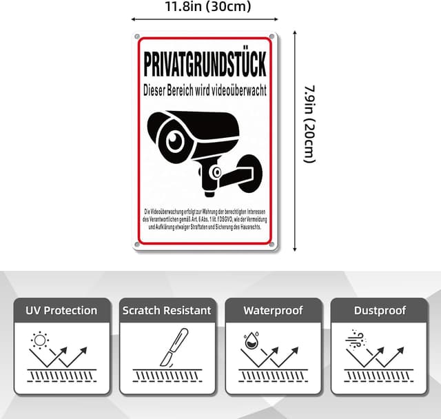 Thumbnail 1 de SINMAO Schild Videoüberwachung 30x20 cm Alu