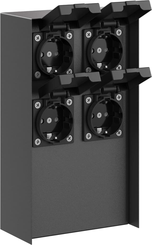 Thumbnail 6 de ledscom.de 2er-Set Garten-Steckdosensäule POMI aus Edelstahl, IP44 (2-fach), anthrazit, eckig, 23 cm