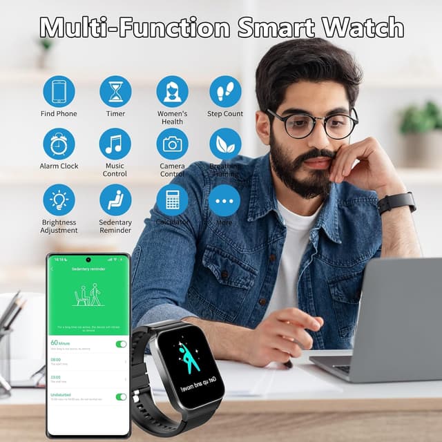 Detalle de STECEi Smart Watch for Men & Women with Bluetooth Calling, 1.85" HD Curved Screen and IP68